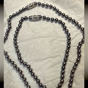 Nolan Miller Perennial Simulated Grey Pearl Wardrobe Necklaces